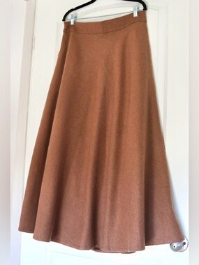 Handmade Camel Brown Wool Blend 3/4 Circle Maxi Skirt M/L